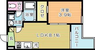 クレシア中島 101号室 間取り