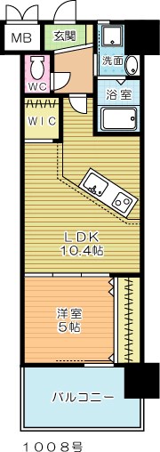 コンプレート古船場 1008号室 間取り