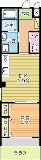 ＣＩＥＬ・ＢＬＥＵ（シエルブルー）Ｂ棟 105号室 間取り