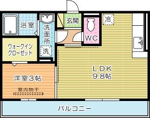 セジュール熊本 202号室 間取り