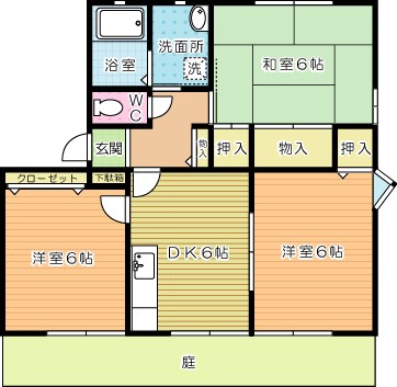五ツ石の庄　Ｂ棟 102号室 間取り