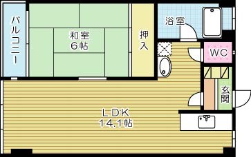 第１２小倉三萩野ＩＲ　ＢＬＤ．   413号室 間取り