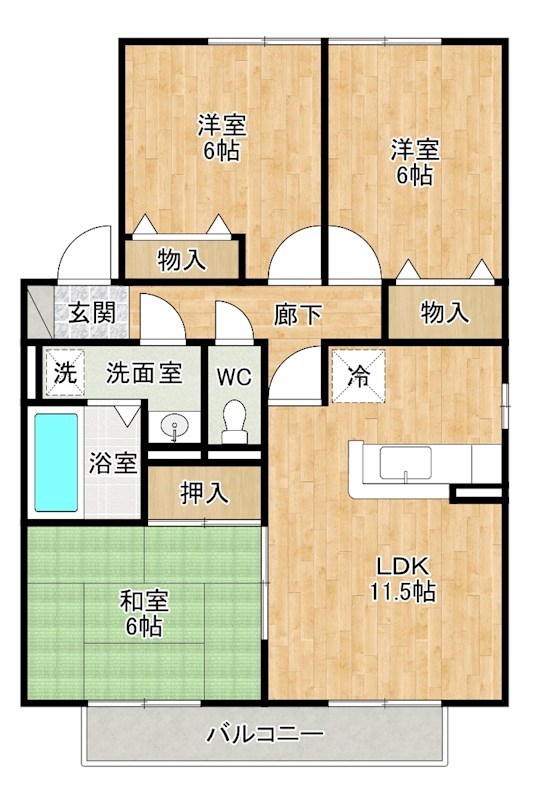 ルネッサンス大里Ｂ棟  201号室 間取り