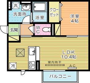 トレス若園館 105号室 間取り