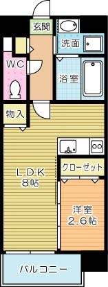 U's Residence 門司港 オーシャンテラス (ユーズレジデンス門司港オーシャンテラス) 1002号室 間取り