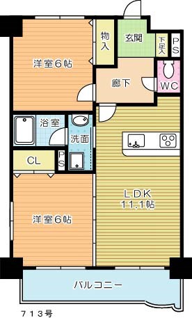ニューシティアパートメンツ南小倉Ⅱ 515号室 間取り