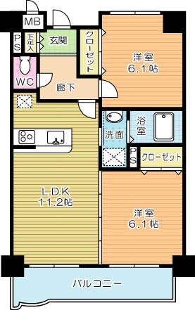 ニューシティアパートメンツ南小倉Ⅰ 912号室 間取り