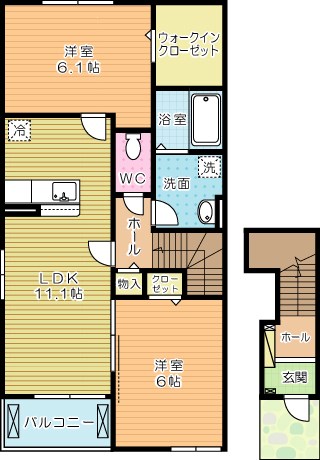 リヴァーサ朽網  201号室 間取り