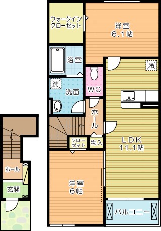 リヴァーサ朽網  203号室 間取り