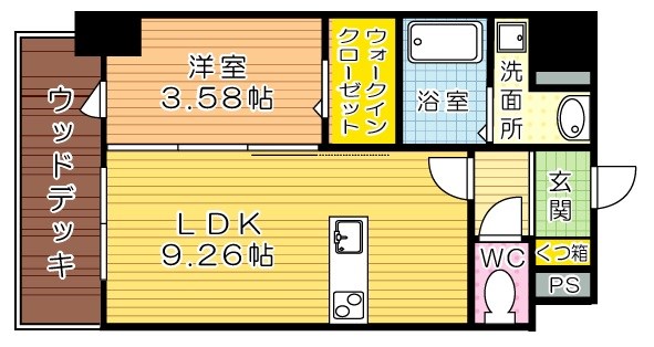 THE HILLS KOKURA（ザ・ヒルズ小倉） 1402号室 間取り