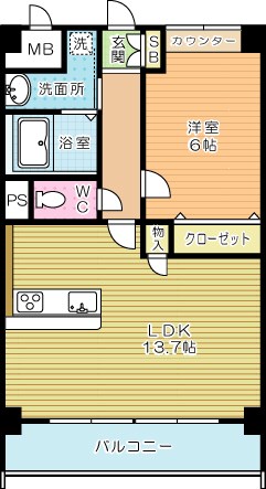 サンビーム三萩野駅前 502号室 間取り