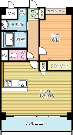 サンビーム三萩野駅前 402号室 間取り