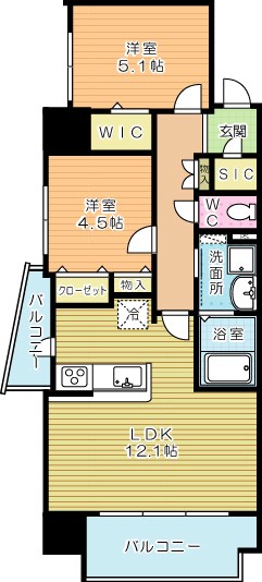 アースコートＹ’ｓシティ津田新町 1301号室 間取り