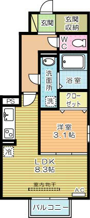 グランツ葛原 101号室 間取り