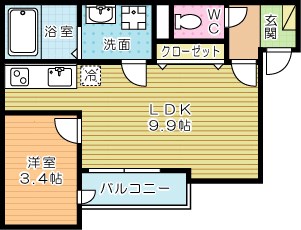 Ｌａｐｉｓ　Ｌａｚｕｌｉ城野(ラピスラズリ城野) 301号室 間取り