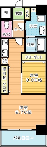 ERUZA GLANZ黄金（エルザグランツ黄金） 1306号室 間取り