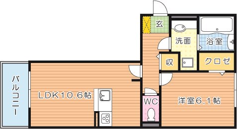 Polonia Wakamatsu　B棟（ポロニア若松） 間取り