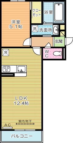 セジュール横代 103号室 間取り