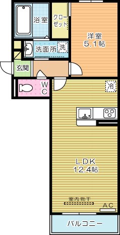 セジュール横代 105号室 間取り