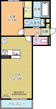 セジュール横代 207号室 間取り