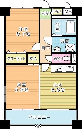 ニューシティアパートメンツ南小倉Ⅰ 間取り図