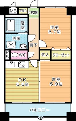 ニューシティアパートメンツ南小倉Ⅱ 間取り図