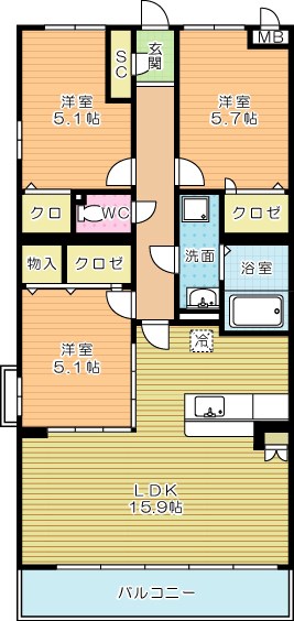 レーベンス守恒  103号室 間取り