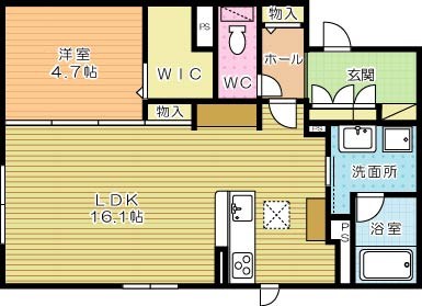 ＳｈａＭａｉｓｏｎ　Ｌａ　Ｒｅｎａｉｓｓａｎｃｅ(シャーメゾン　ラ　ルネッサンス)   102号室 間取り