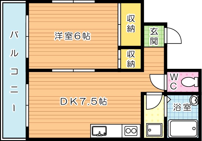 セゾン片野公園前 205号室 間取り