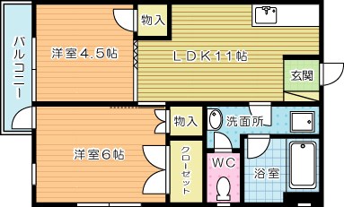 セゾン片野公園前 601号室 間取り