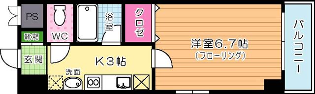 ケイズプレイス旦過 601号室 間取り