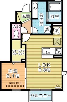 D-room泉台　Ｂ棟 101号室 間取り