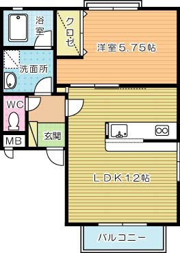 アールエムハイツⅠ  104号室 間取り