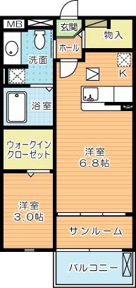 Ｃｌａｉｒ　Ｎ（クレルＮ） 102号室 間取り