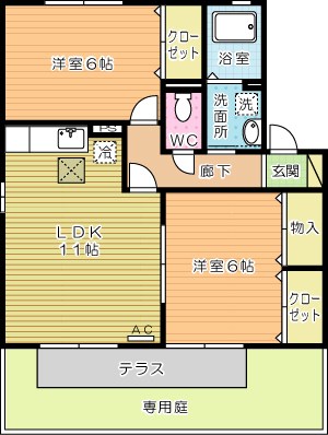 グランシャリオＳ　Ｂ棟 102号室 間取り