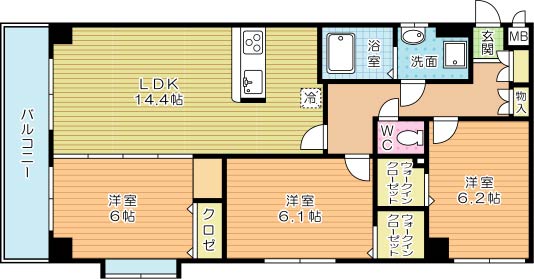 ファミール守恒 505号室 間取り