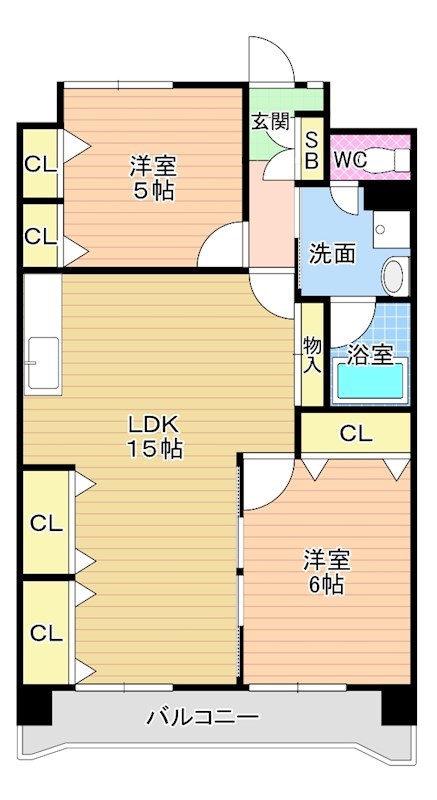 グランドハイツ村上 605号室 間取り