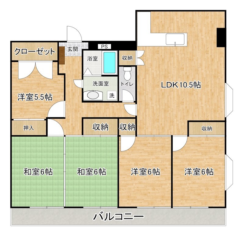フジエホワイトローザ熊谷 603号室 間取り