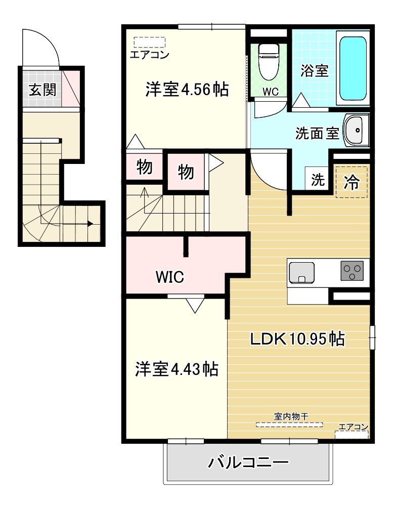 メルヴェーユ下城野Ⅱ 201号室 間取り