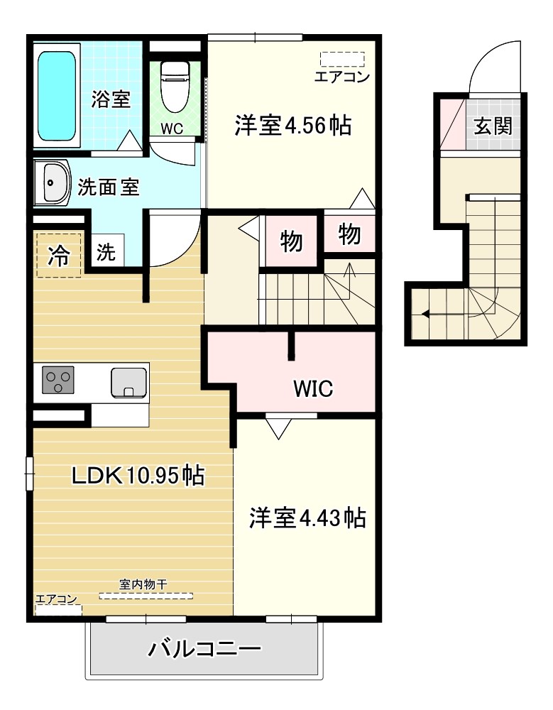 メルヴェーユ下城野Ⅱ 205号室 間取り