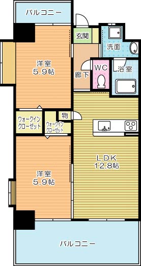 ウイングス三萩野  401号室 間取り