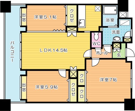 ニューサンリバー１２番館 302号室 間取り