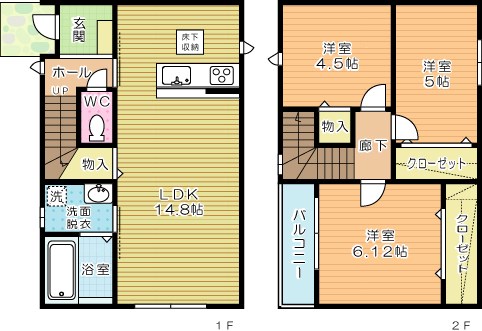 サンラプロ下富野Ⅱ　A棟 　 間取り