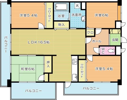 アメニティ企救丘Ⅰ 608号室 間取り