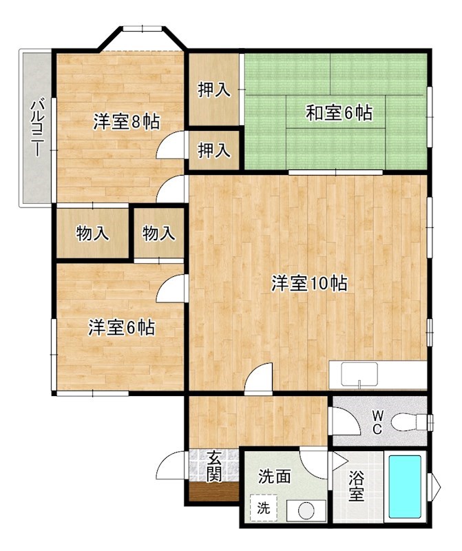サンエル城野 201号室 間取り