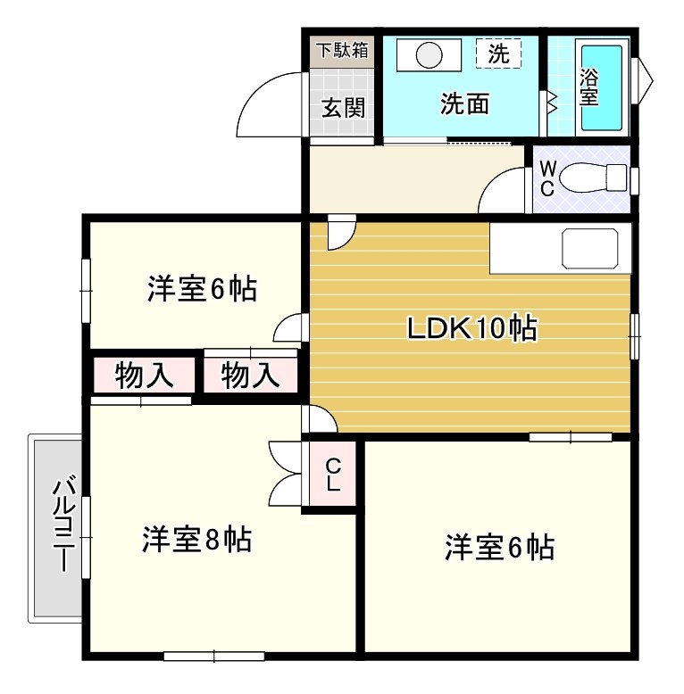 サンエル城野  202号室 間取り