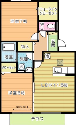 エクレールグランデ　Ｂ棟 105号室 間取り