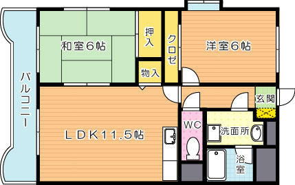 ハイネス穴生Ⅱ 303号室 間取り