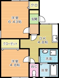 K.room 102号室 間取り