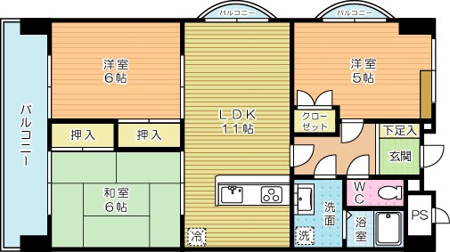 サンシティ駅南 403号室 間取り